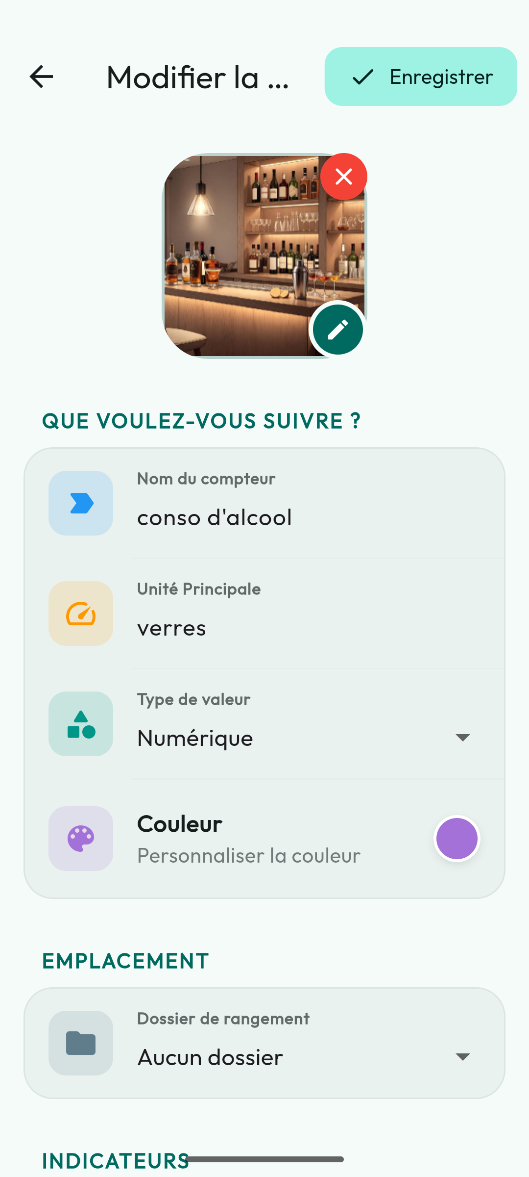 Paramétrez chaque compteur